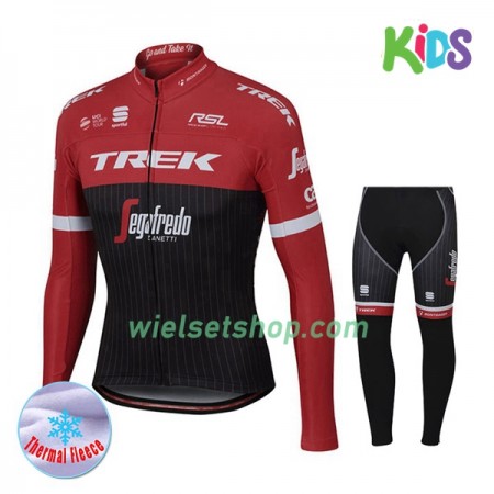 Kind Fietskleding (Wielershirt Lange Mouw + Fietsbroek Lang) 2017 Trek-Segafredo N001 Winter Thermal Fleece